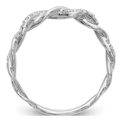14K White Gold 1/8 ct tw Lab-Grown Diamond Criss Cross Wedding Band – view 3