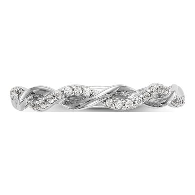 14K White Gold 1/8 ct tw Lab-Grown Diamond Criss Cross Wedding Band – view 5