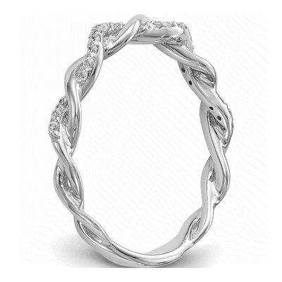 14K White Gold 1/8 ct tw Lab-Grown Diamond Criss Cross Wedding Band – view 7