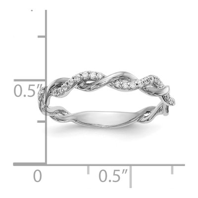 14K White Gold 1/8 ct tw Lab-Grown Diamond Criss Cross Wedding Band – view 8