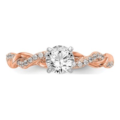 14K Rose Gold Diamond Criss-Cross Engagement Ring Semi-Mount – view 5