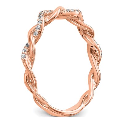 14K Rose Gold Diamond Criss-Cross Engagement Ring Semi-Mount – view 7
