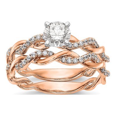 14K Rose Gold Diamond Criss-Cross Engagement Ring Semi-Mount – view 8