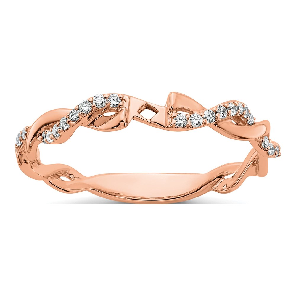 14K Rose Gold Criss-Cross Diamond Semi-Mount Ring
