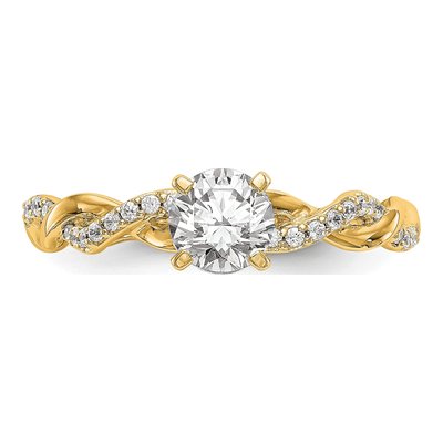 14K Yellow Gold Diamond Criss-Cross Engagement Ring Semi-Mount – view 5