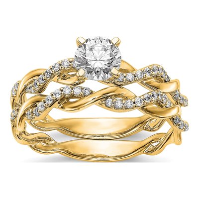 14K Yellow Gold Diamond Criss-Cross Engagement Ring Semi-Mount – view 8