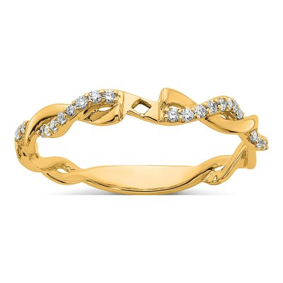 14K Yellow Gold Diamond Criss-Cross Engagement Ring Semi-Mount