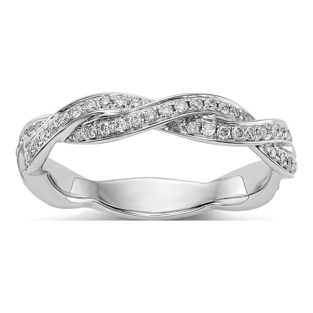 14K White Gold 1/3 ct tw Diamond Criss-Cross Wedding Band