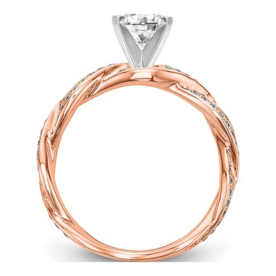 14K Rose Gold Diamond Criss-Cross Engagement Ring Semi-Mount – view 2