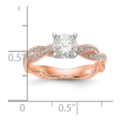 14K Rose Gold Diamond Criss-Cross Engagement Ring Semi-Mount – view 3