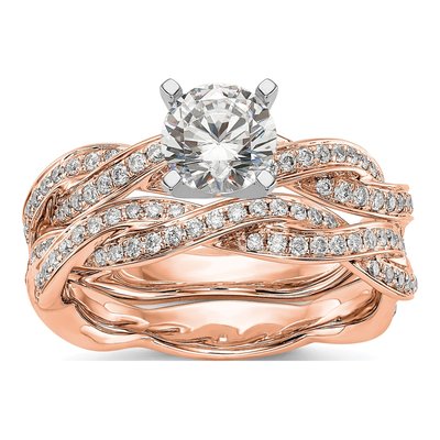 14K Rose Gold Diamond Criss-Cross Engagement Ring Semi-Mount – view 4