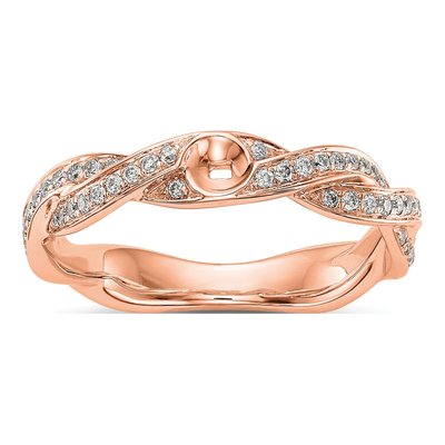 14K Rose Gold Diamond Criss-Cross Engagement Ring Semi-Mount – view 5