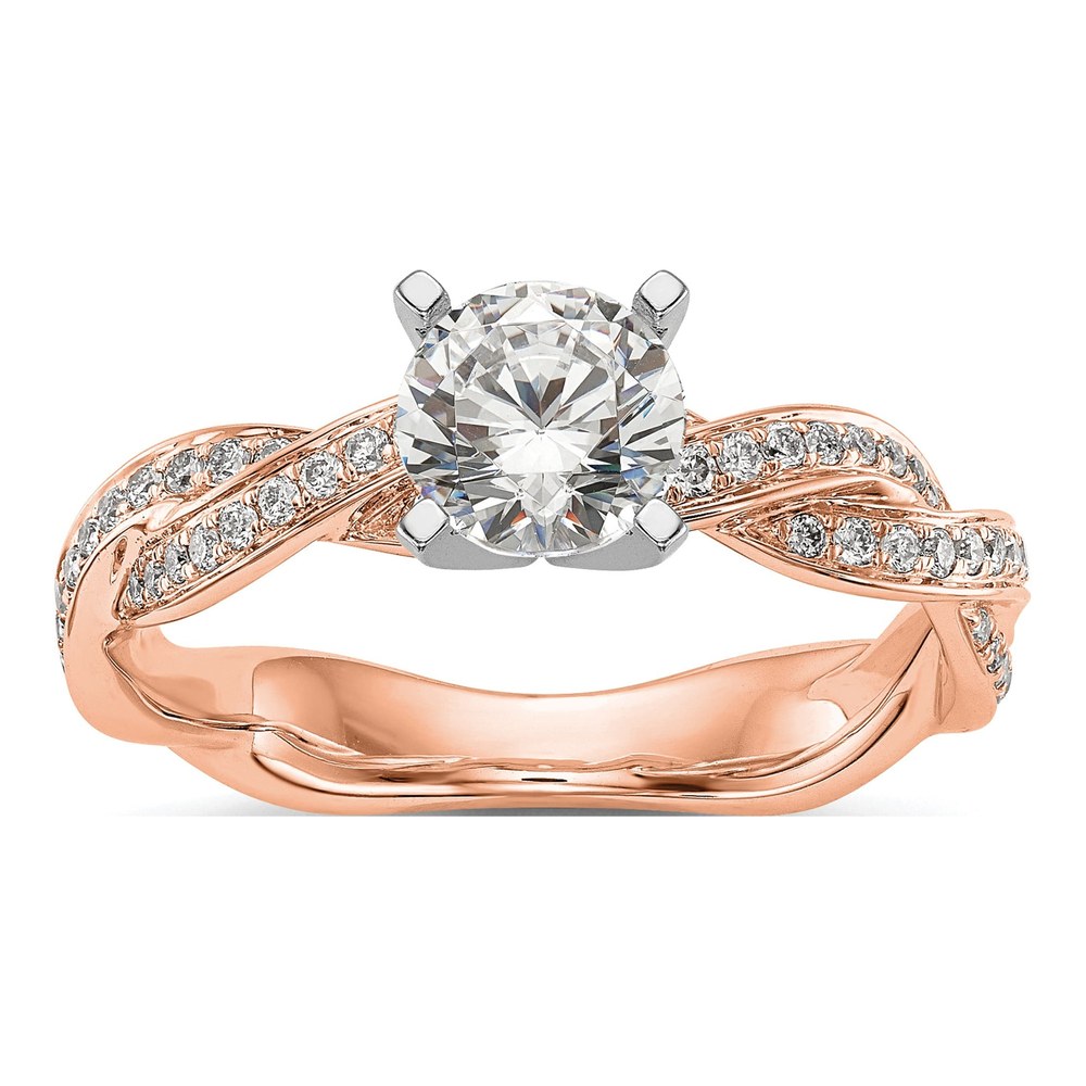 14K Rose Gold Diamond Criss-Cross Engagement Ring Semi-Mount