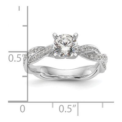 14K White Gold Diamond Criss-Cross Engagement Ring Semi-Mount – view 4