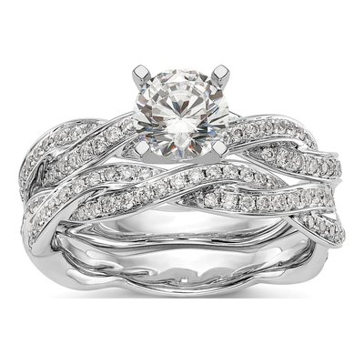 14K White Gold Diamond Criss-Cross Engagement Ring Semi-Mount – view 6