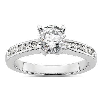 14K White Gold Diamond Engagement Ring Semi-Mount