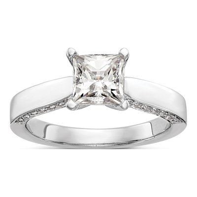 14K White Gold Diamond Engagement Ring Semi-Mount