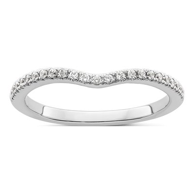 14K White Gold 1/4 ct tw Diamond Contoured Wedding Band