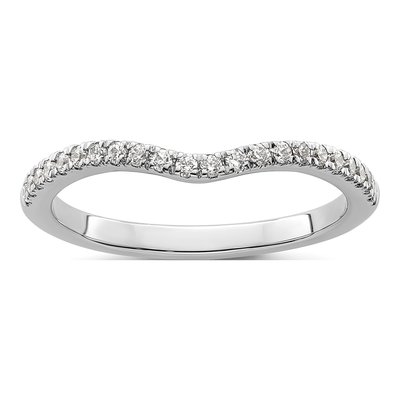 14K White Gold 1/5 ct tw Diamond Contoured Wedding Band