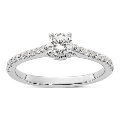 14K White Gold Diamond Engagement Ring Semi-Mount