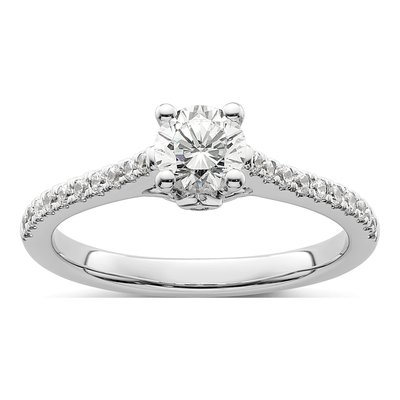 14K White Gold Diamond Bridal Engagement Ring Semi-Mount