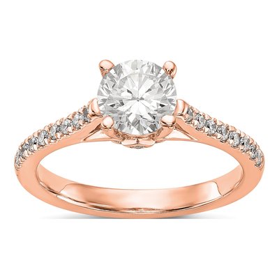 14K Rose Gold Diamond Engagement Ring Semi-Mount