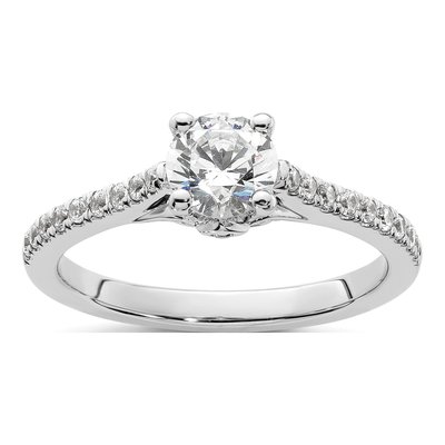 14K White Gold Diamond Engagement Ring Semi-Mount