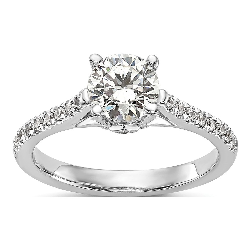 14K White Gold Diamond Engagement Ring Semi-Mount