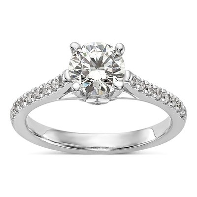 14K White Gold Diamond Engagement Ring Semi-Mount
