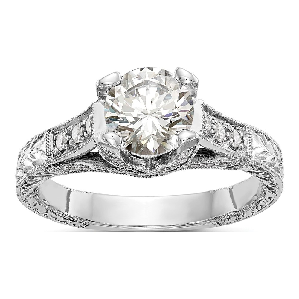 14K White Gold Diamond Engagement Ring Semi-Mount