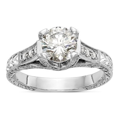 14K White Gold Diamond Engagement Ring Semi-Mount