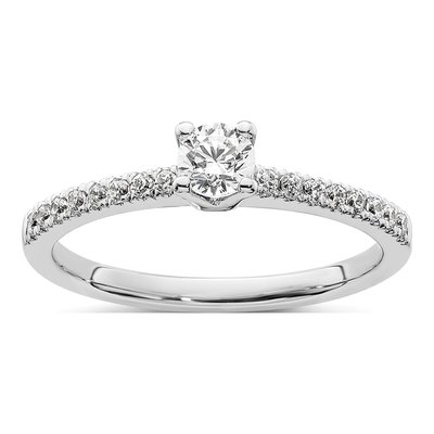 14K White Gold Diamond Engagement Ring Semi-Mount