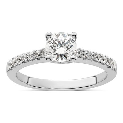 14K White Gold Diamond Engagement Ring Semi-Mount