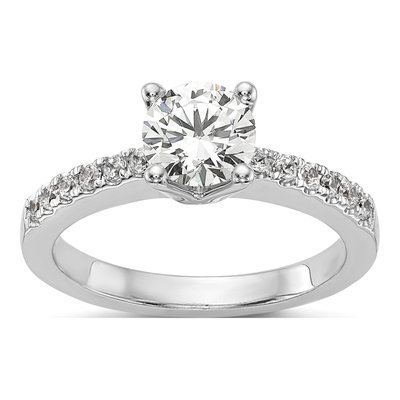 14K White Gold Diamond Engagement Ring Semi-Mount