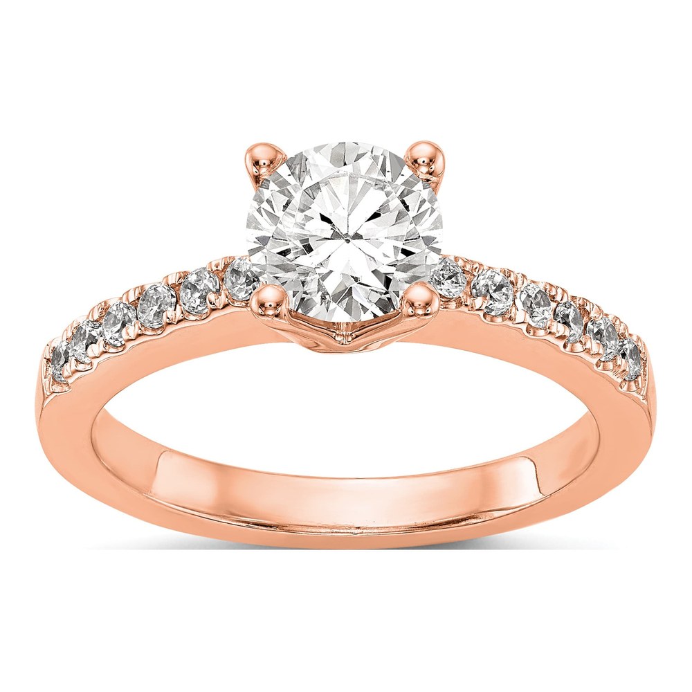 14K Rose Gold Diamond Engagement Ring Semi-Mount
