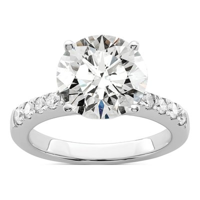 14K White Gold Lab-Grown Diamond Round Engagement Ring Semi-Mount
