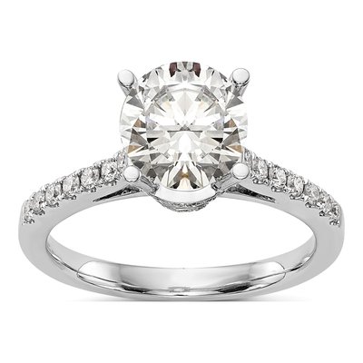 14K White Gold Diamond Engagement Ring Semi-Mount