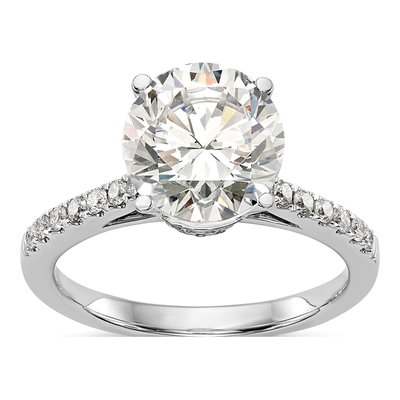 14K White Gold Diamond Engagement Ring Semi-Mount