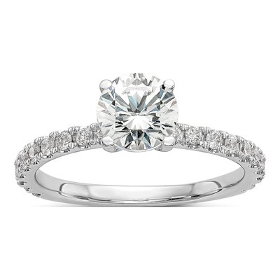 14K White Gold Diamond Engagement Ring Semi-Mount