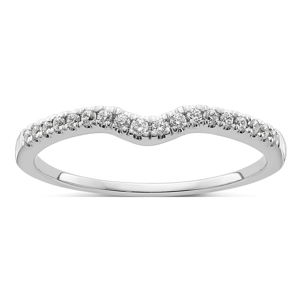14K White Gold 1/8 ct tw Diamond Contoured Wedding Band