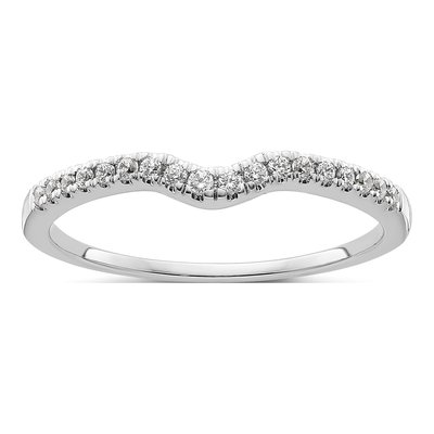 14K White Gold 1/8 ct tw Diamond Contoured Wedding Band