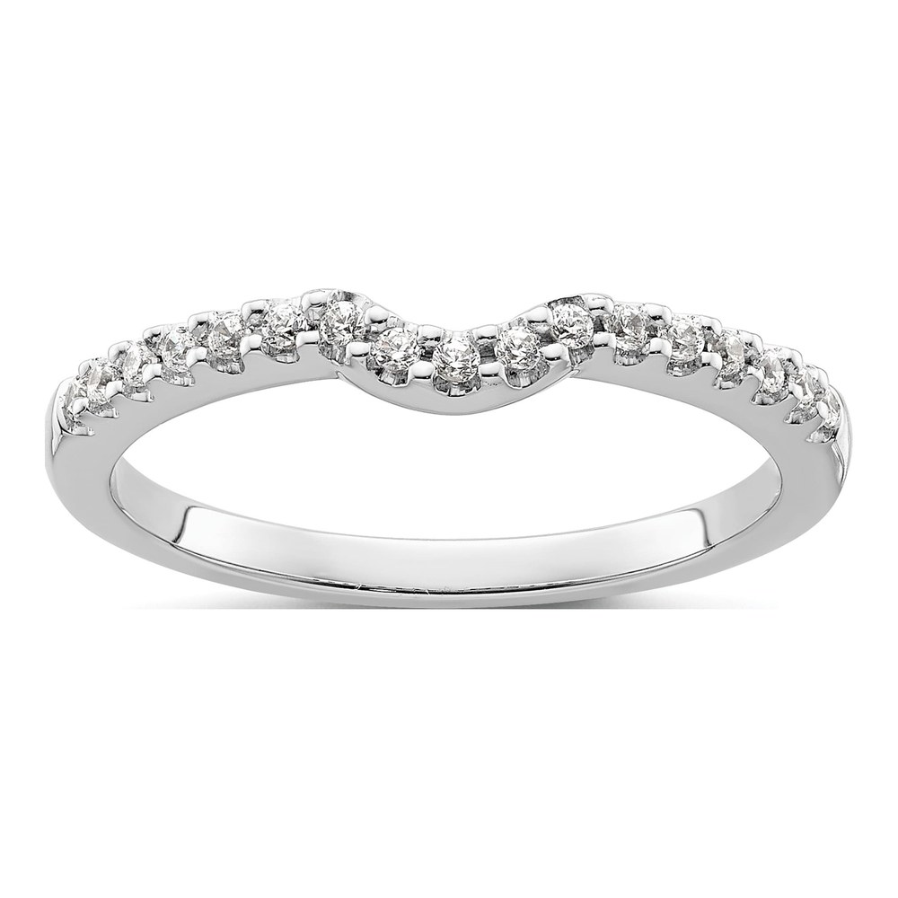 14K White Gold 1/8 ct tw Diamond Contoured Wedding Band