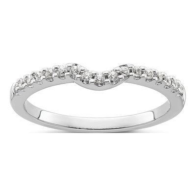 14K White Gold 1/8 ct tw Diamond Contoured Wedding Band