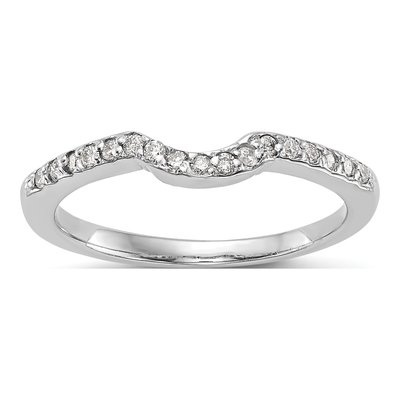 14K White Gold 1/8 ct tw Diamond Contoured Wedding Band
