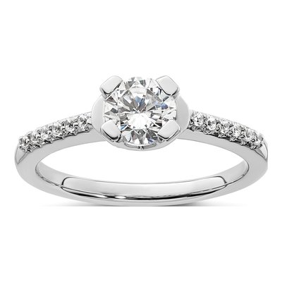 14K White Gold Diamond Engagement Ring Semi-Mount