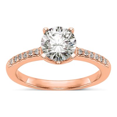 14K Rose Gold Diamond Engagement Ring Semi-Mount