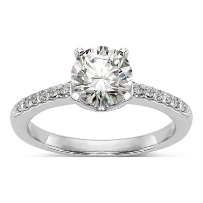 14K White Gold Diamond Engagement Ring Semi-Mount