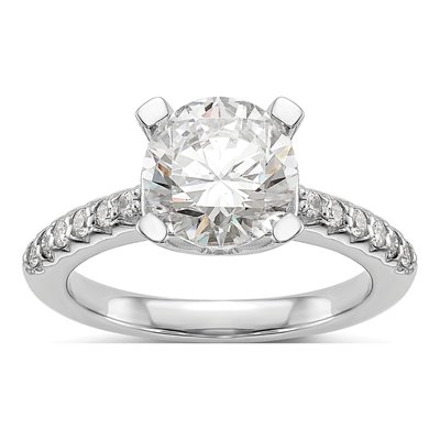14K White Gold Diamond Engagement Ring Semi-Mount