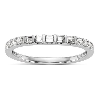 14K White Gold 1/4 ct tw Diamond Contoured Wedding Band