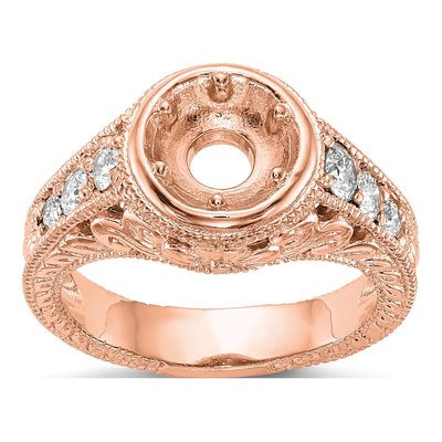 14K Rose Gold Diamond Engagement Ring Semi-Mount – view 3